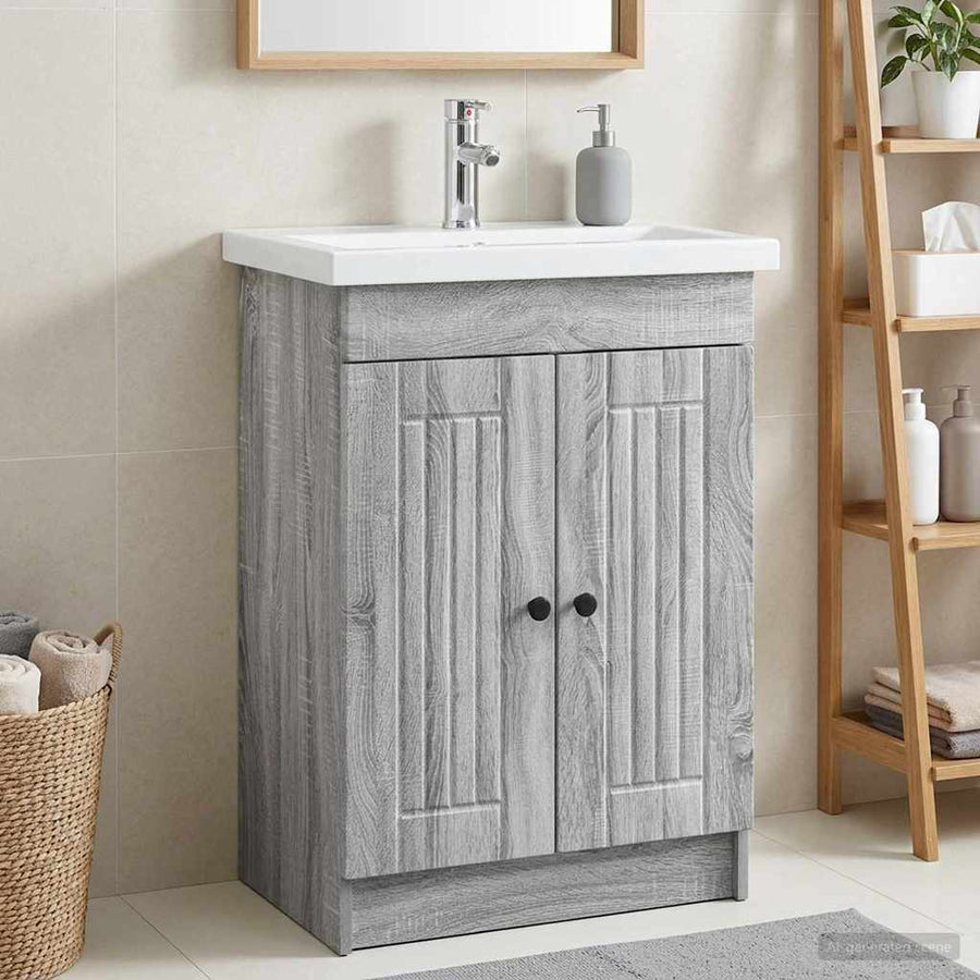Badkamer onder wastafel kast Grijs Sonoma 56 x 37,5 x 81 cm