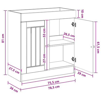 Badkamer onder wastafel kast Betongrijs 78,5 x 37,5 x 81 cm
