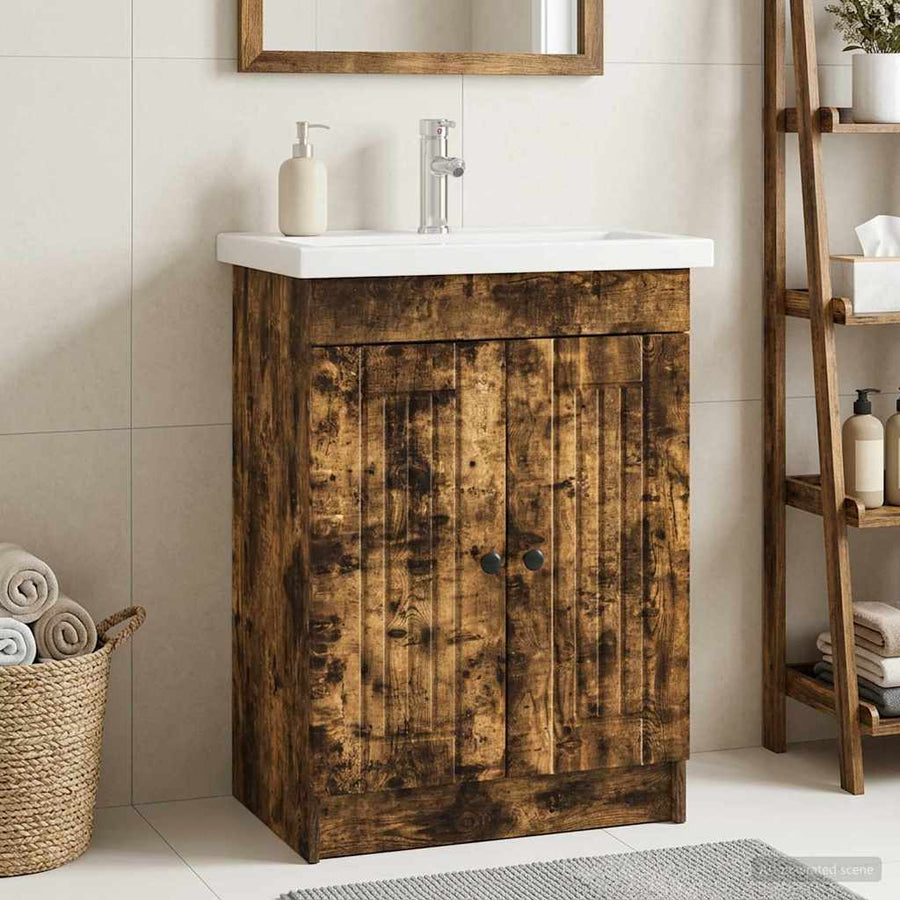 Badkamer onder wastafel kast Gerookt eiken 78,5 x 37,5 x 81 cm