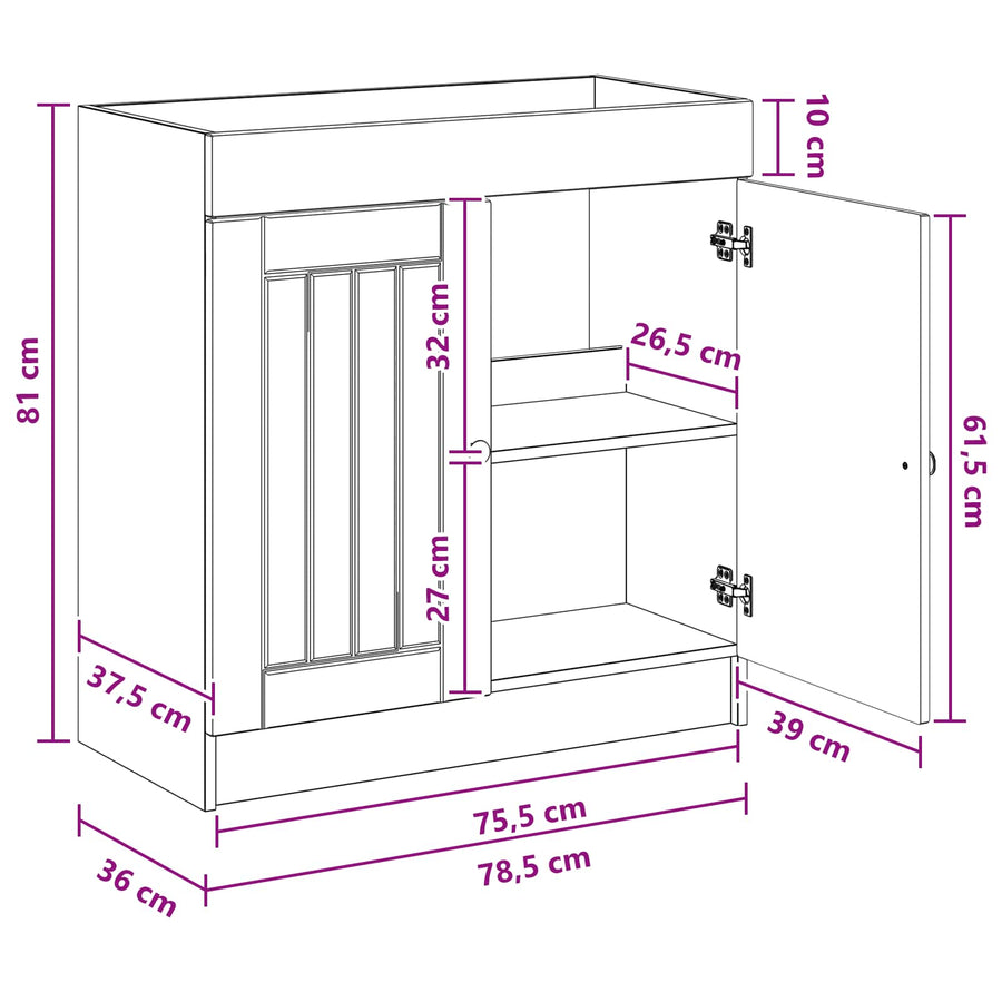 Badkamer onder wastafel kast Grijs Sonoma 78,5 x 37,5 x 81 cm