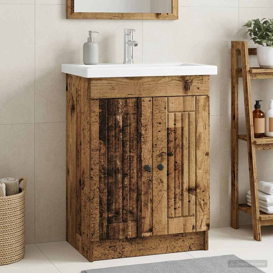 Badkamer onder wastafel kast Oud hout 78,5 x 37,5 x 81 cm