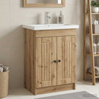 Badkamerkast onder wastafel 78x37x81 cm bewerkt hout eiken