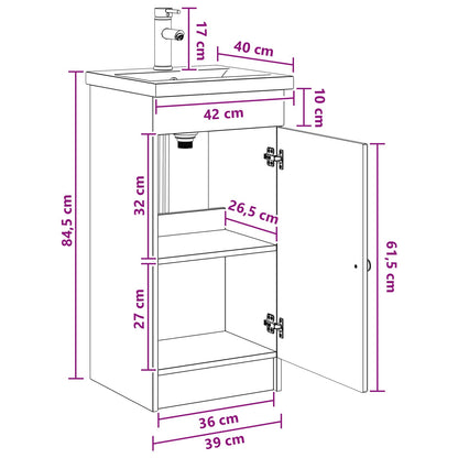 Badkamermeubel met Wasbak Wit 42 x 40 x 84,5 cm Bewerkt hout