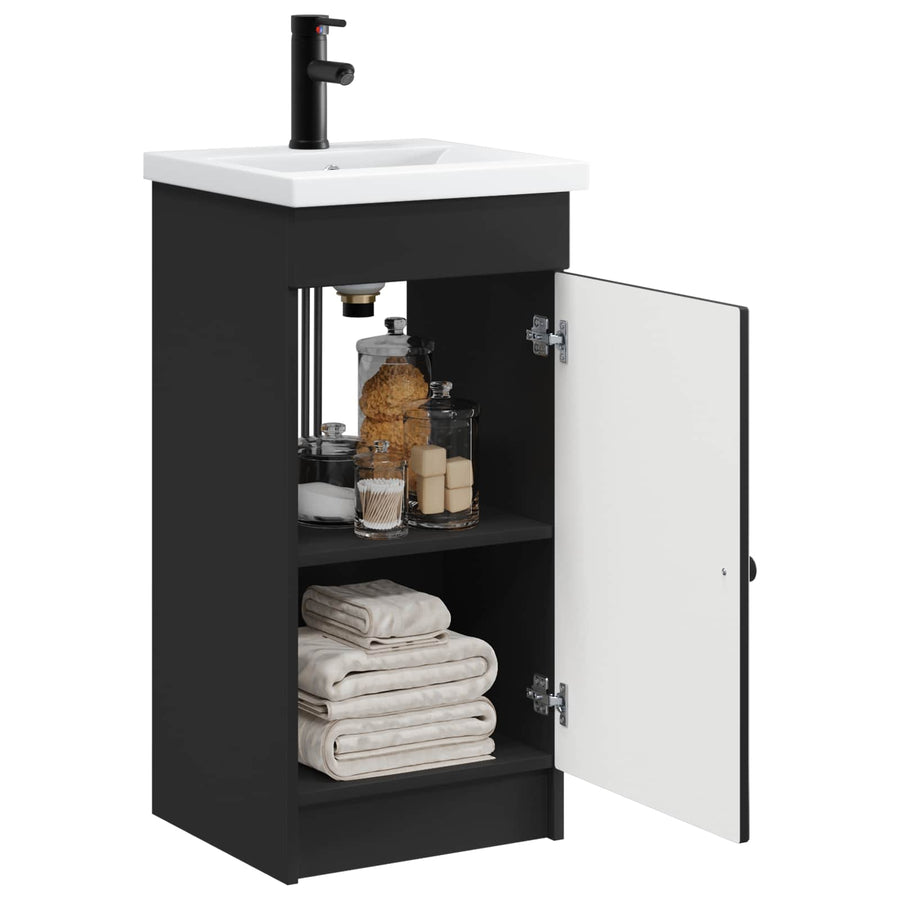 Badkamermeubel met Wasbak Zwart 42 x 40 x 84,5 cm Bewerkt hout