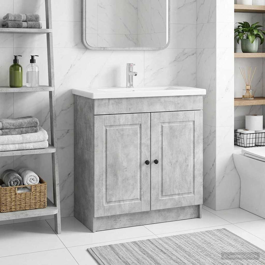 Badkamer onder wastafel kast Betongrijs 56 x 37,5 x 81 cm