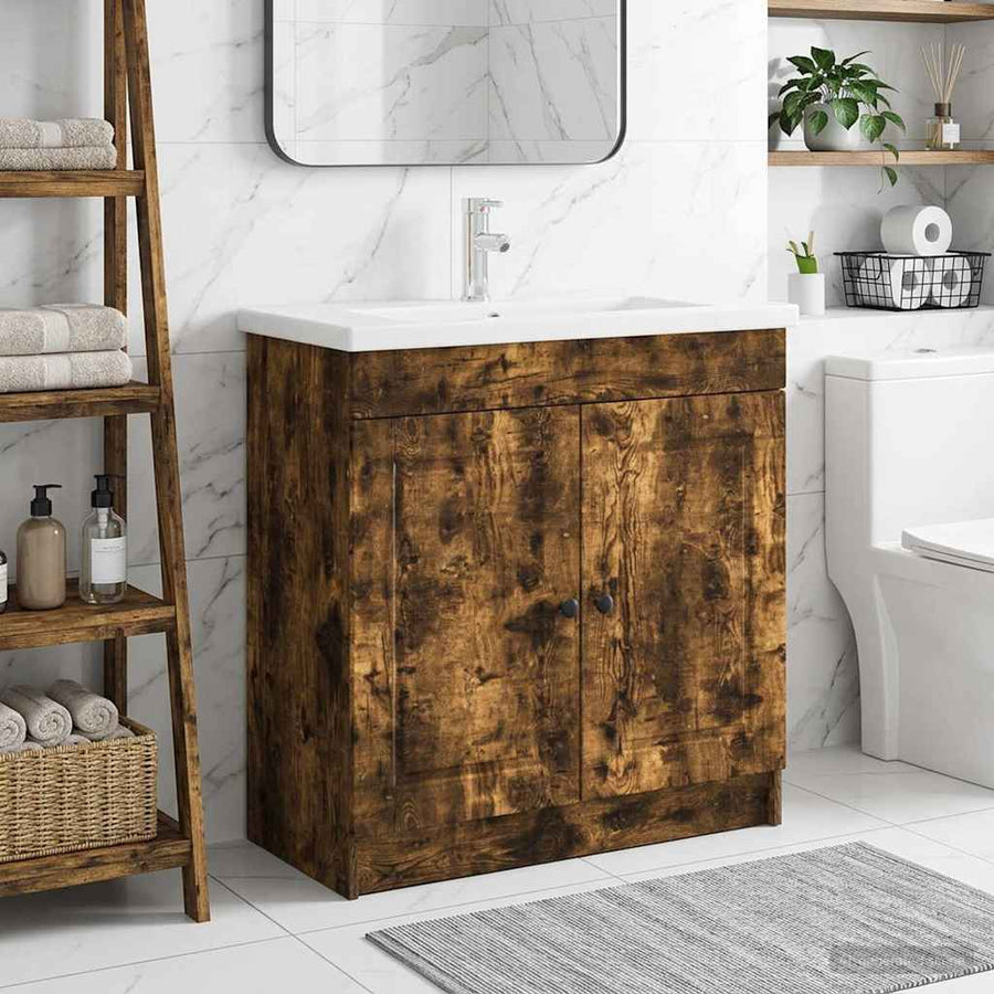 Badkamer onder wastafel kast Gerookt eiken 56 x 37,5 x 81 cm