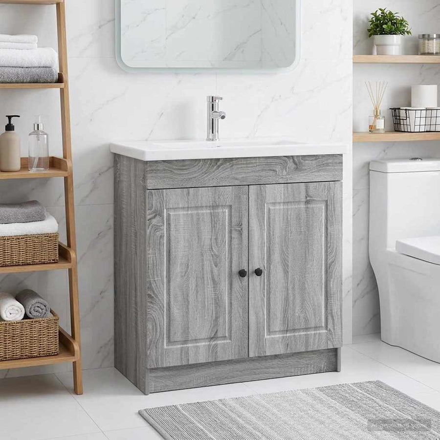 Badkamer onder wastafel kast Grijs Sonoma 56 x 37,5 x 81 cm