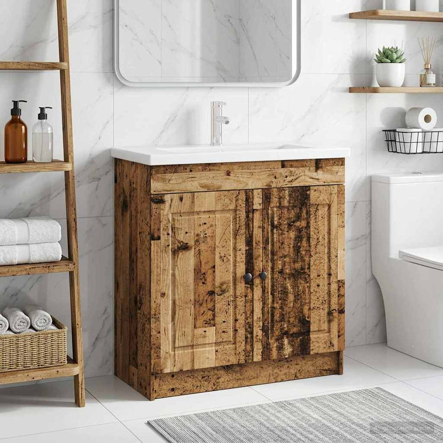 Badkamer onder wastafel kast Oud hout 78,5 x 37,5 x 81 cm