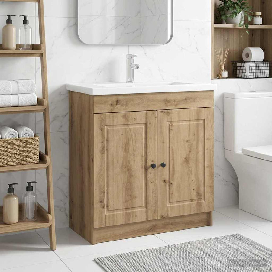 Badkamer onder wastafel kast Artisanaal eiken