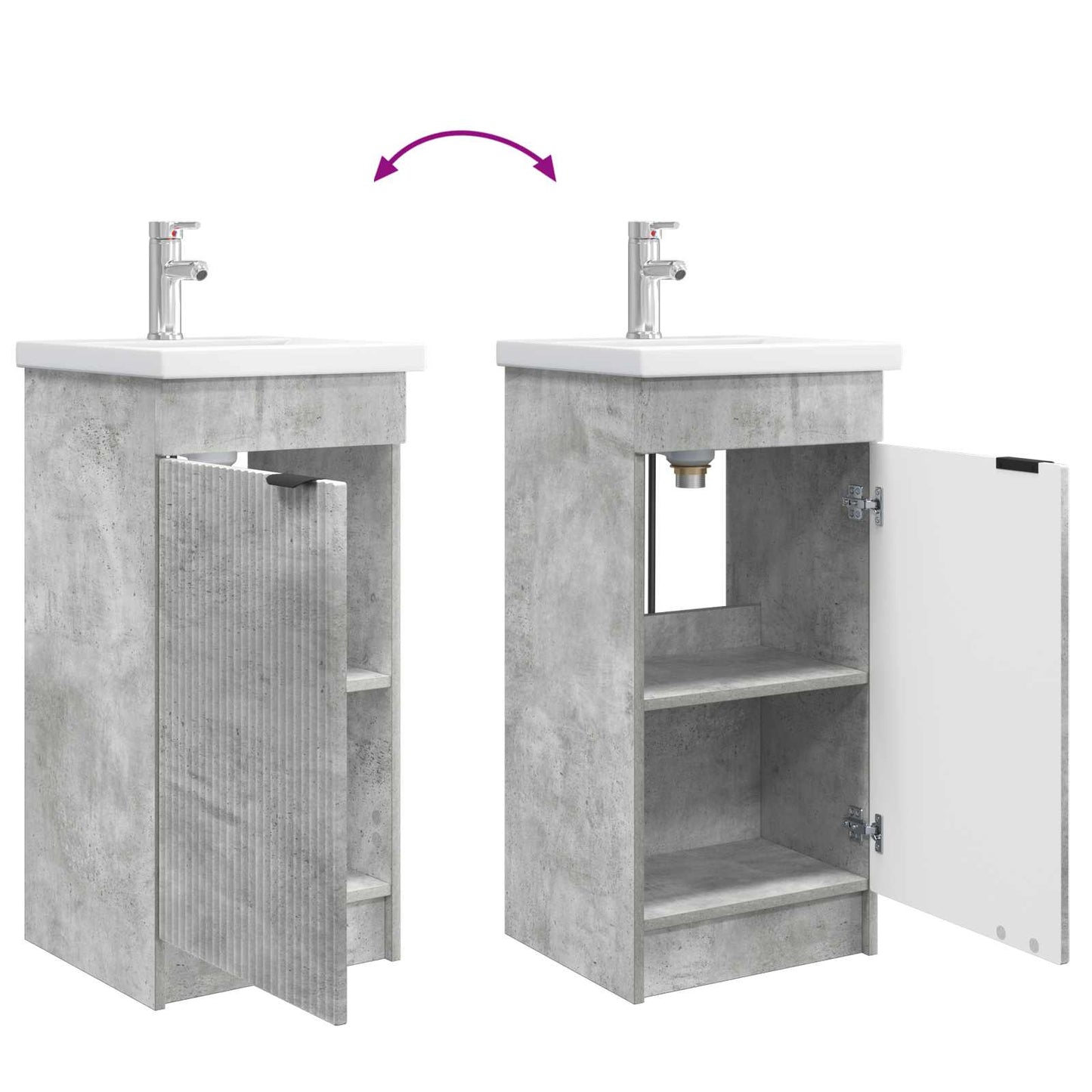 Badkamermeubel met Wasbak Betongrijs 42 x 40 x 84,5 cm