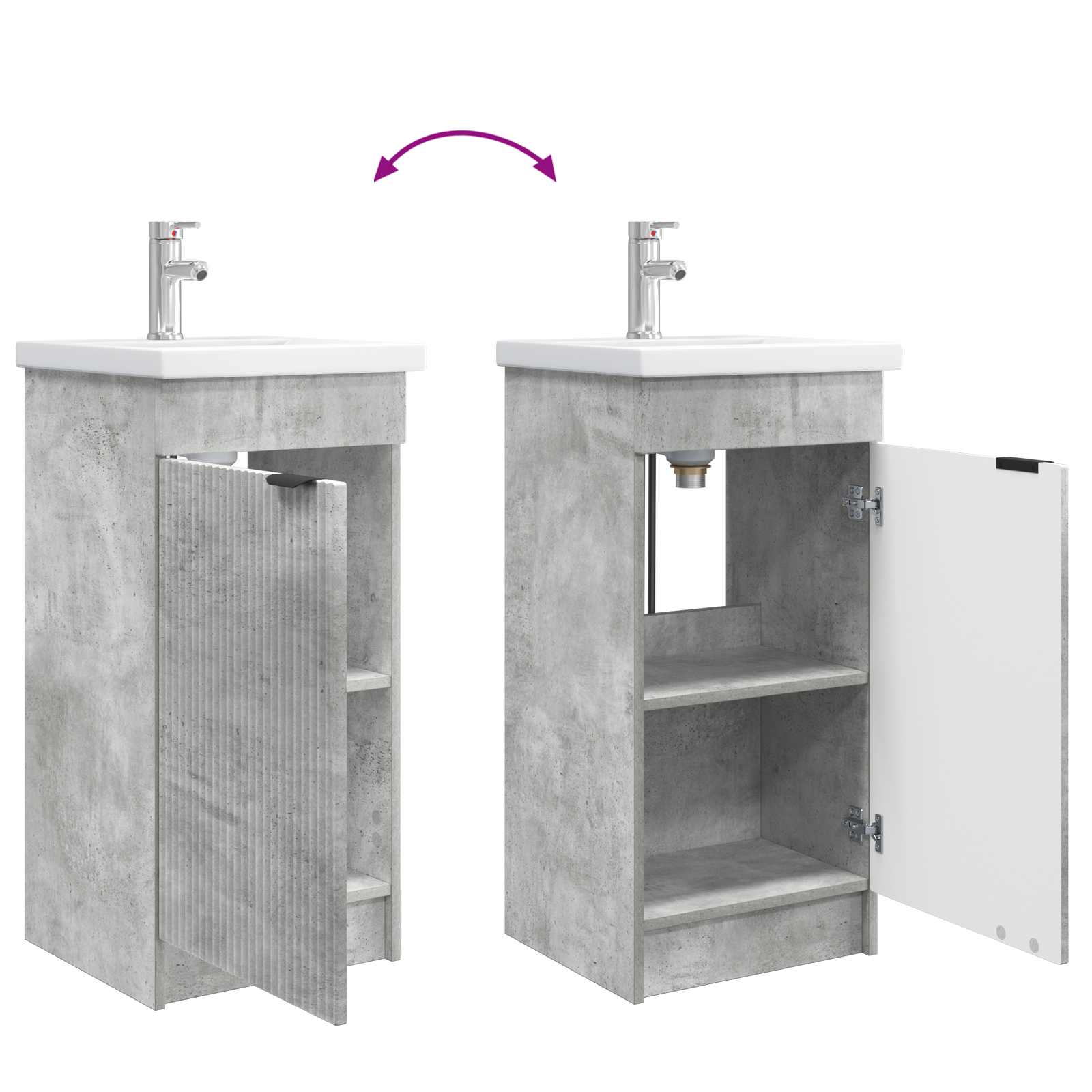 Badkamermeubel met Wasbak Betongrijs 42 x 40 x 84,5 cm