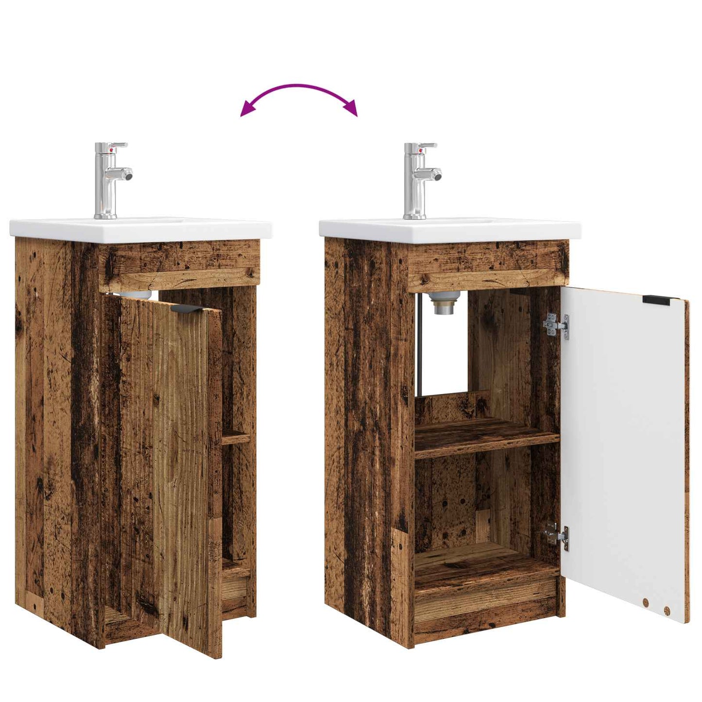 Badkamermeubel met Wasbak Oud hout 42 x 40 x 84,5 cm