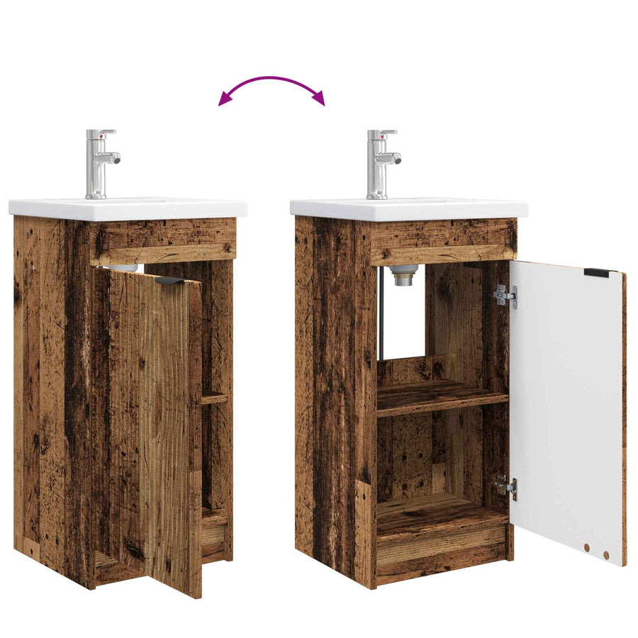 Badkamermeubel met Wasbak Oud hout 42 x 40 x 84,5 cm