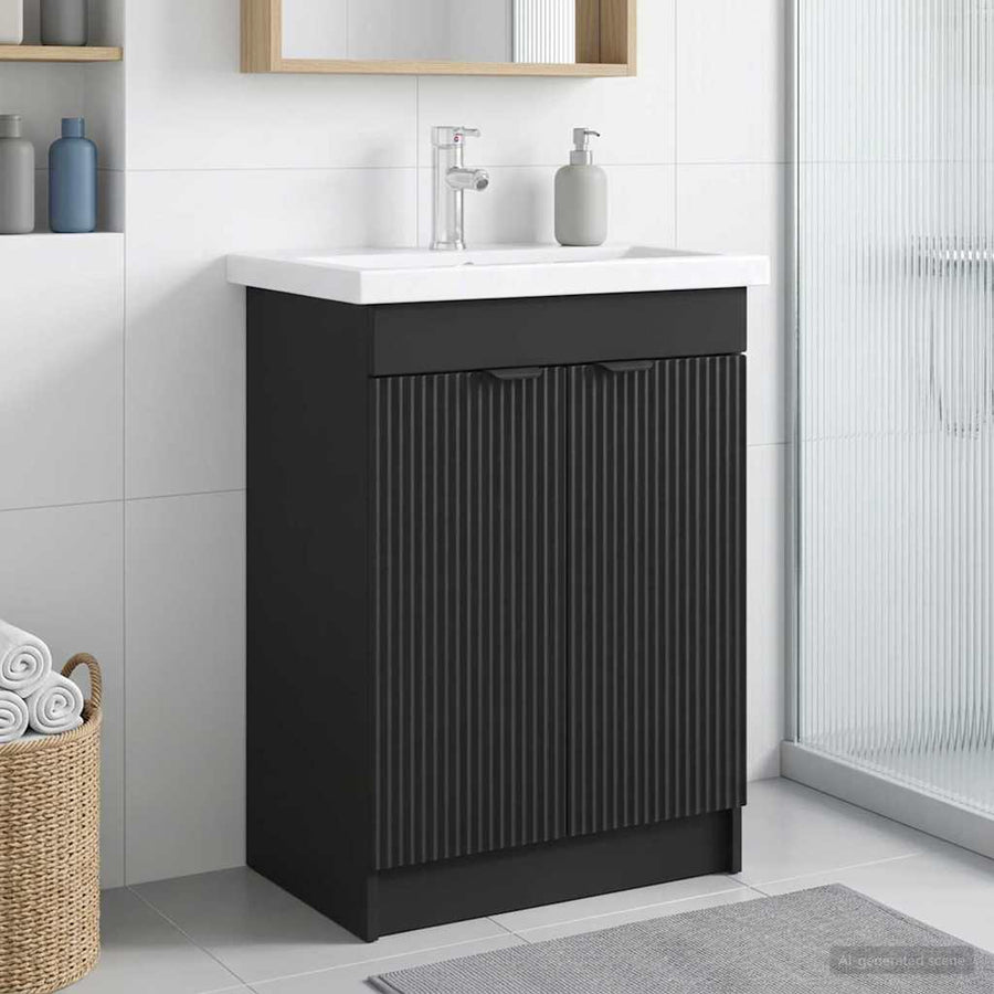 Badkamer onder wastafel kast Zwart 56 x 37,5 x 81 cm