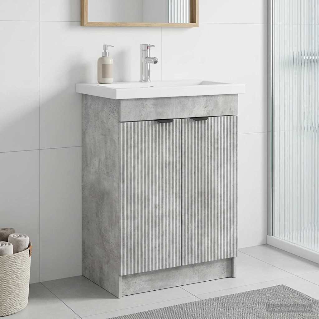 Badkamer onder wastafel kast Betongrijs 56 x 37,5 x 81 cm