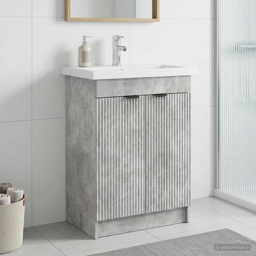 Badkamer onder wastafel kast Betongrijs 56 x 37,5 x 81 cm