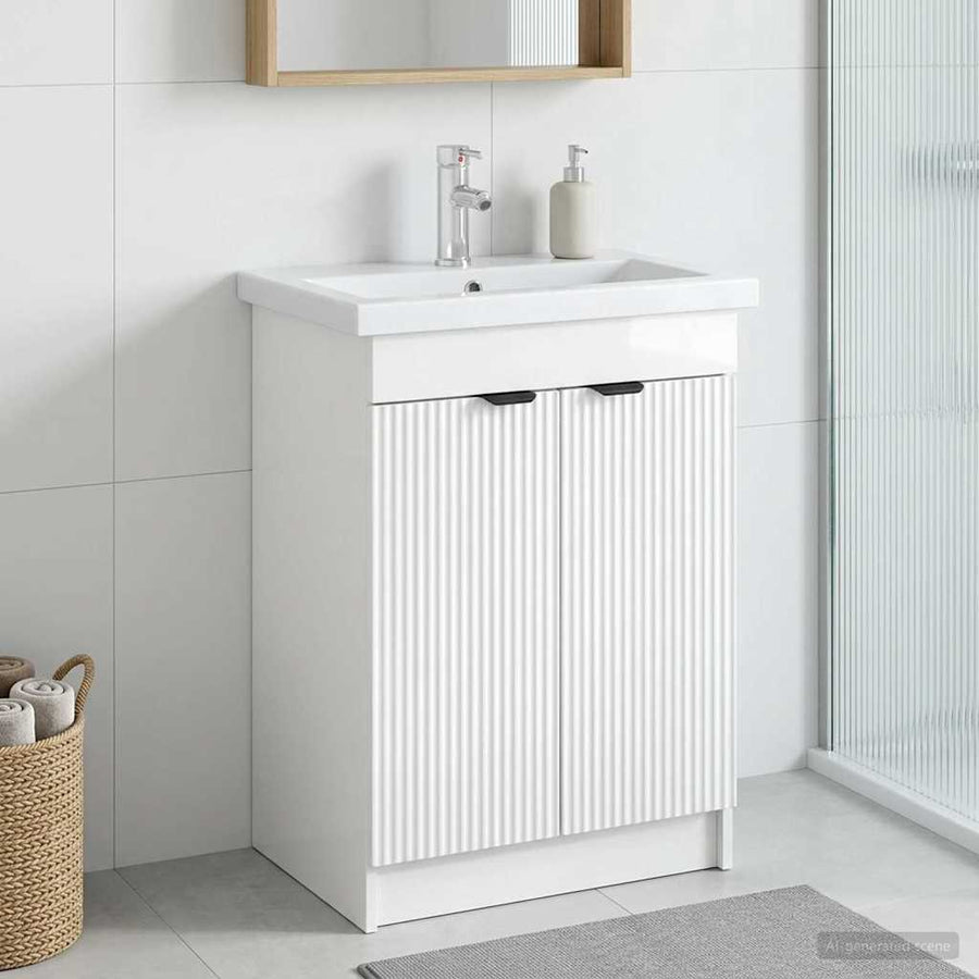 Badkamer onder wastafel kast Hoogglans Wit 56 x 37,5 x 81 cm