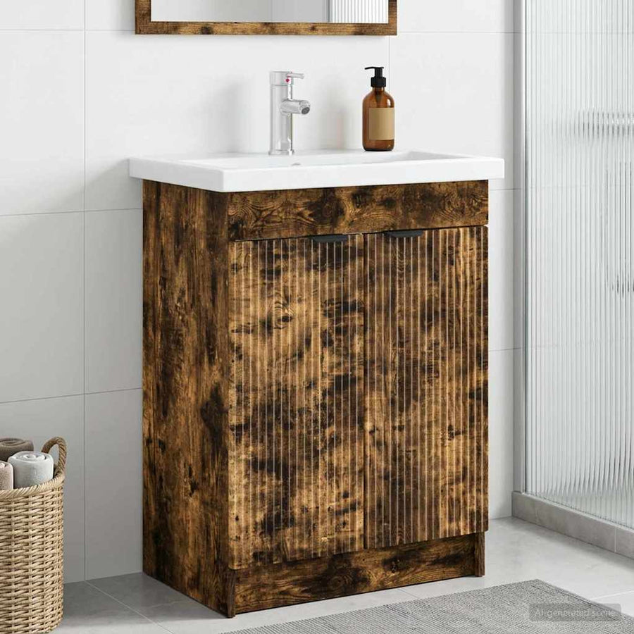 Badkamer onder wastafel kast Gerookt eiken 56 x 37,5 x 81 cm