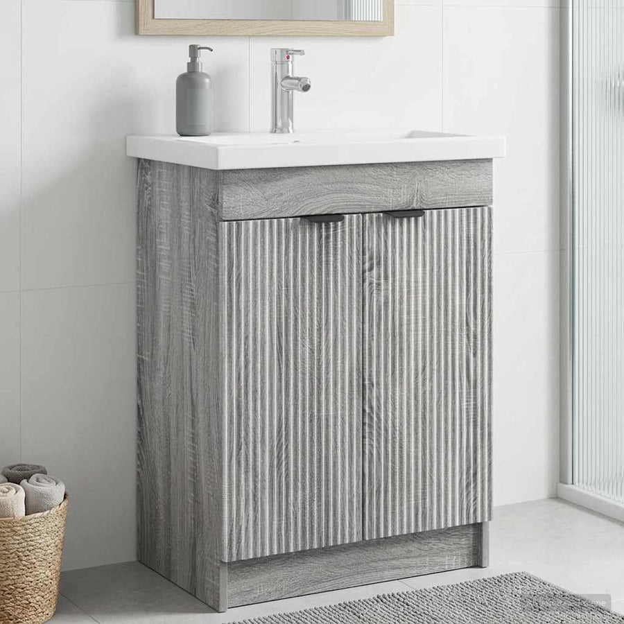 Badkamer onder wastafel kast Grijs Sonoma 56 x 37,5 x 81 cm