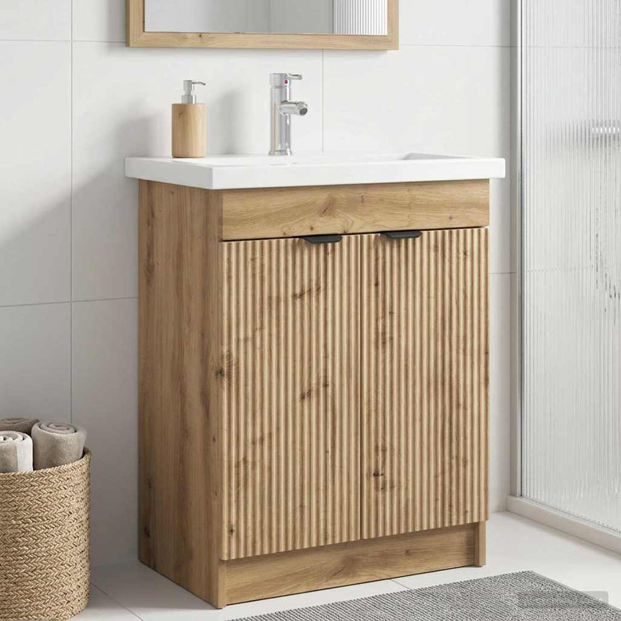 Badkamer onder wastafel kast Artisanaal eiken 56 x 37,5 x 81 cm