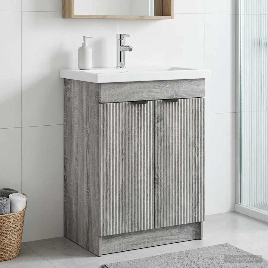 Badkamer onder wastafel kast Grijs Sonoma 78,5 x 37,5 x 81 cm