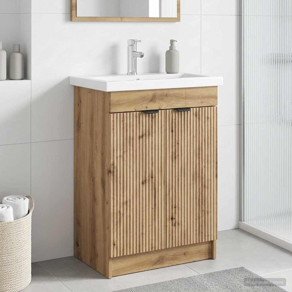 Badkamer onder wastafel kast Artisanaal eiken