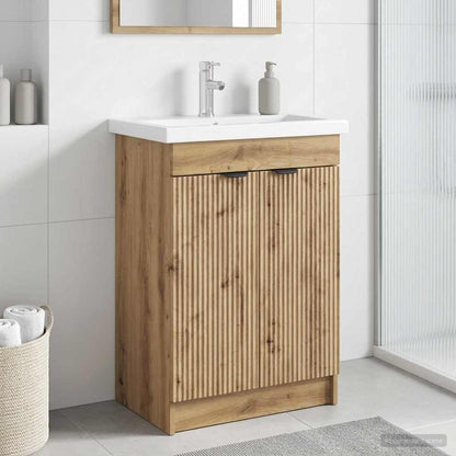 Badkamer onder wastafel kast Artisanaal eiken