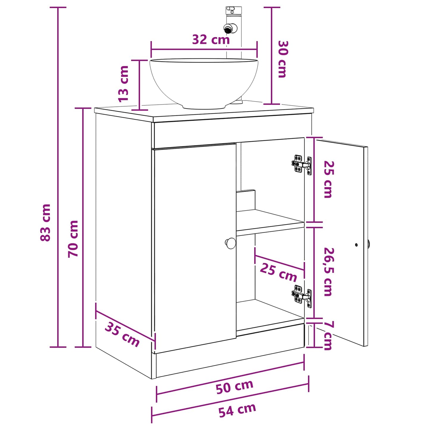 Badkamermeubel met Wasbak Wit 54 x 35 x 83 cm Bewerkt hout