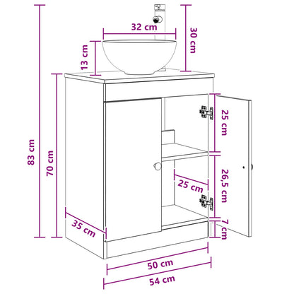 Badkamermeubel met Wasbak Wit 54 x 35 x 83 cm Bewerkt hout