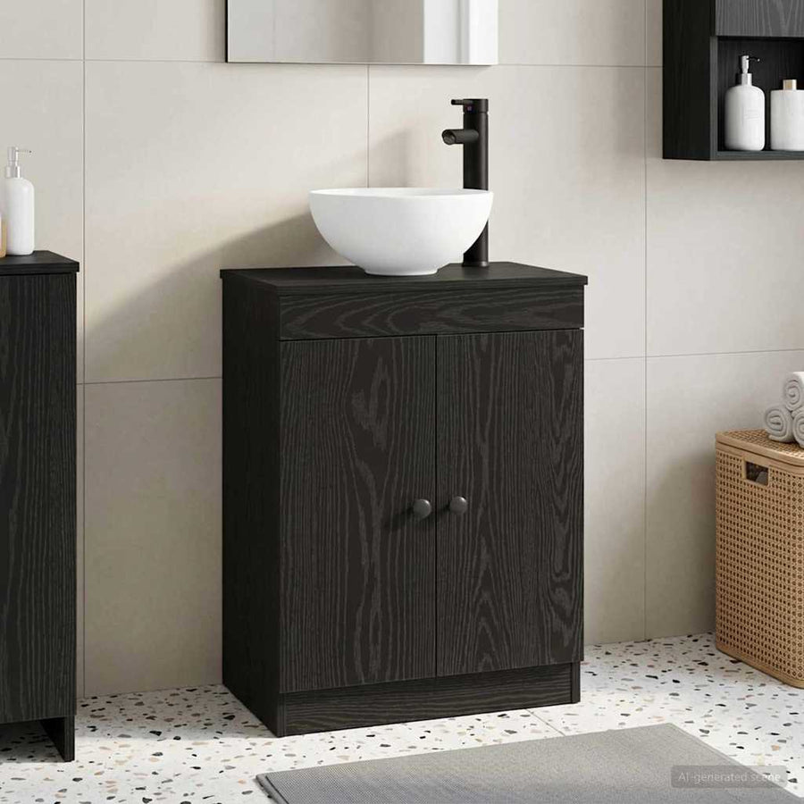 Badkamermeubel met Wasbak Zwart 54 x 35 x 83 cm Bewerkt hout