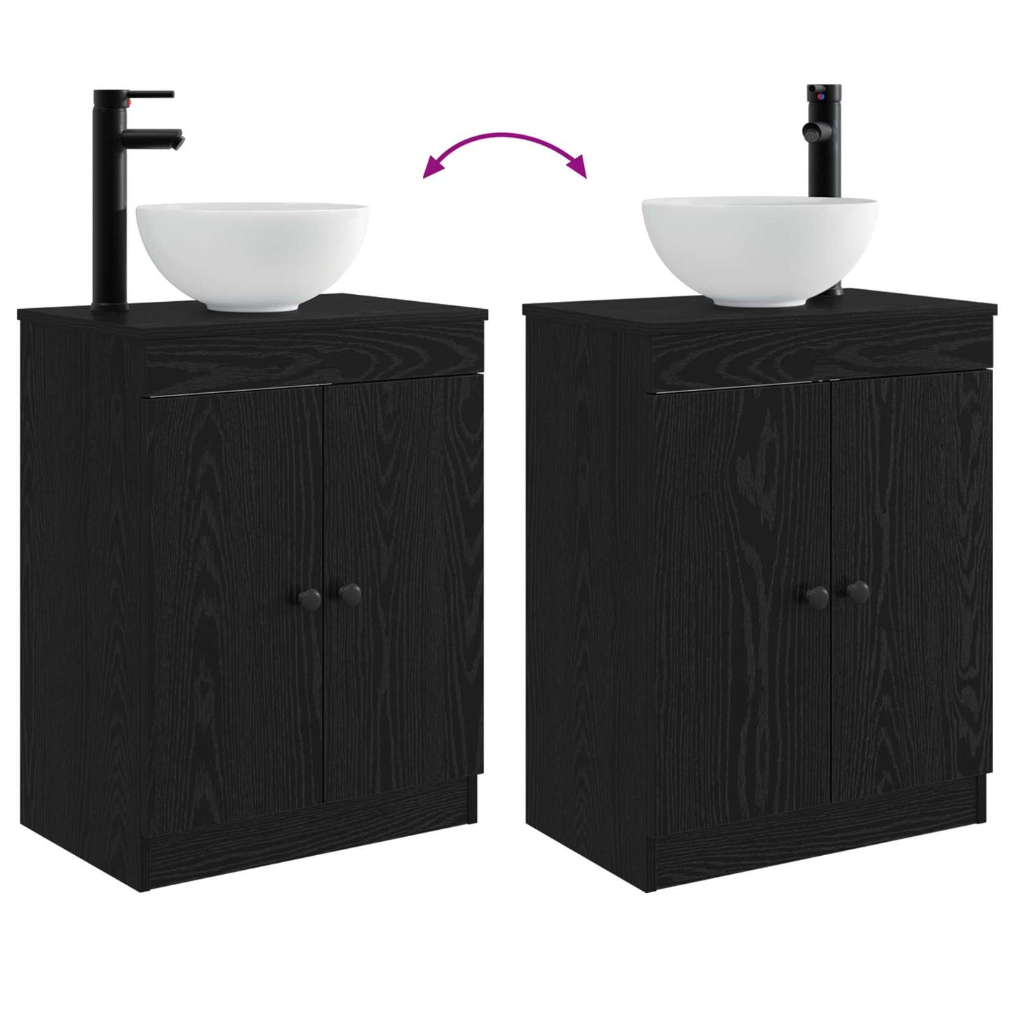 Badkamermeubel met Wasbak Zwart 54 x 35 x 83 cm Bewerkt hout