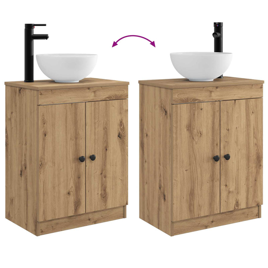 Badkamermeubel met Wasbak Artisanaal eiken 54 x 35 x 83 cm