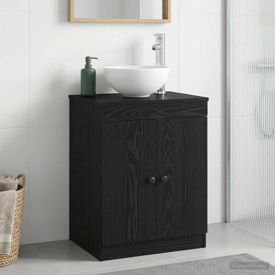 Badkamerkast Zwart 54 x 41 x 70 cm Bewerkt hout