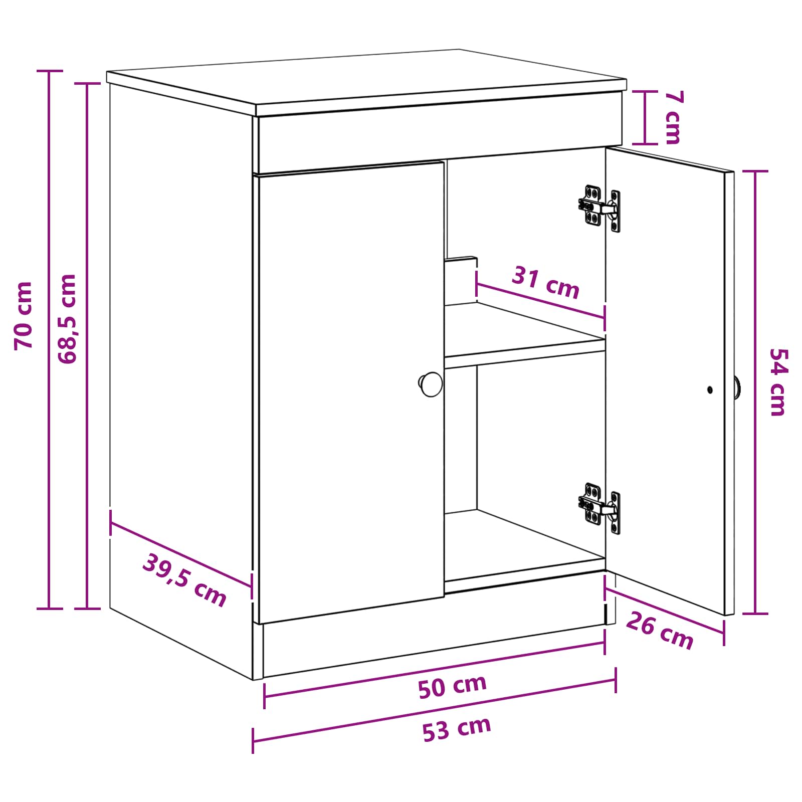 Badkamerkast Zwart 54 x 41 x 70 cm Bewerkt hout