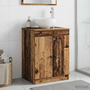 Badkamerkast bewerkt hout 54x41x70 cm oud hout