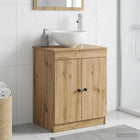 Badkamerkast 54x41x70 cm bewerkt hout artisanaal eiken