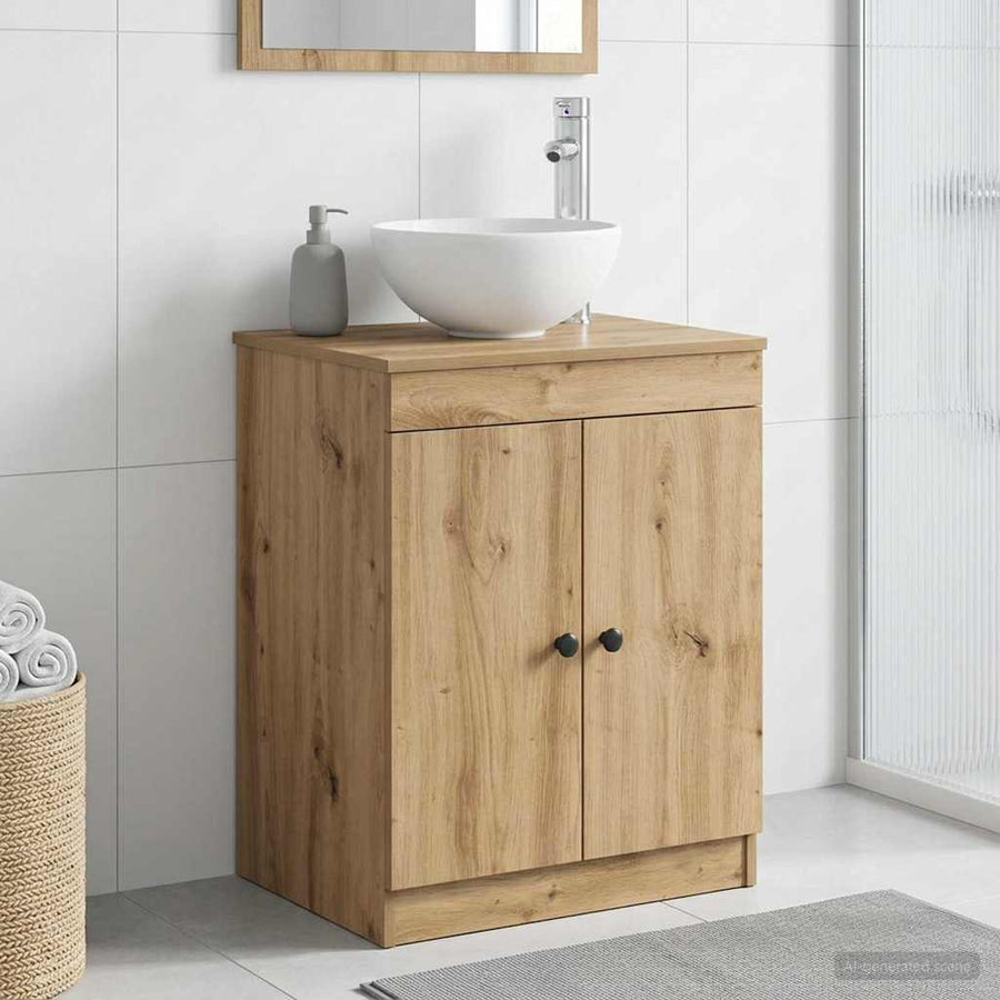 Badkamerkast Artisanaal eiken 54 x 41 x 70 cm Bewerkt hout