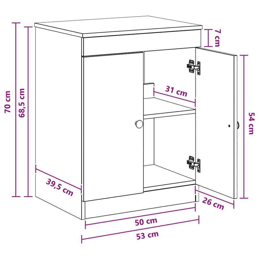 Badkamerkast Artisanaal eiken 54 x 41 x 70 cm Bewerkt hout