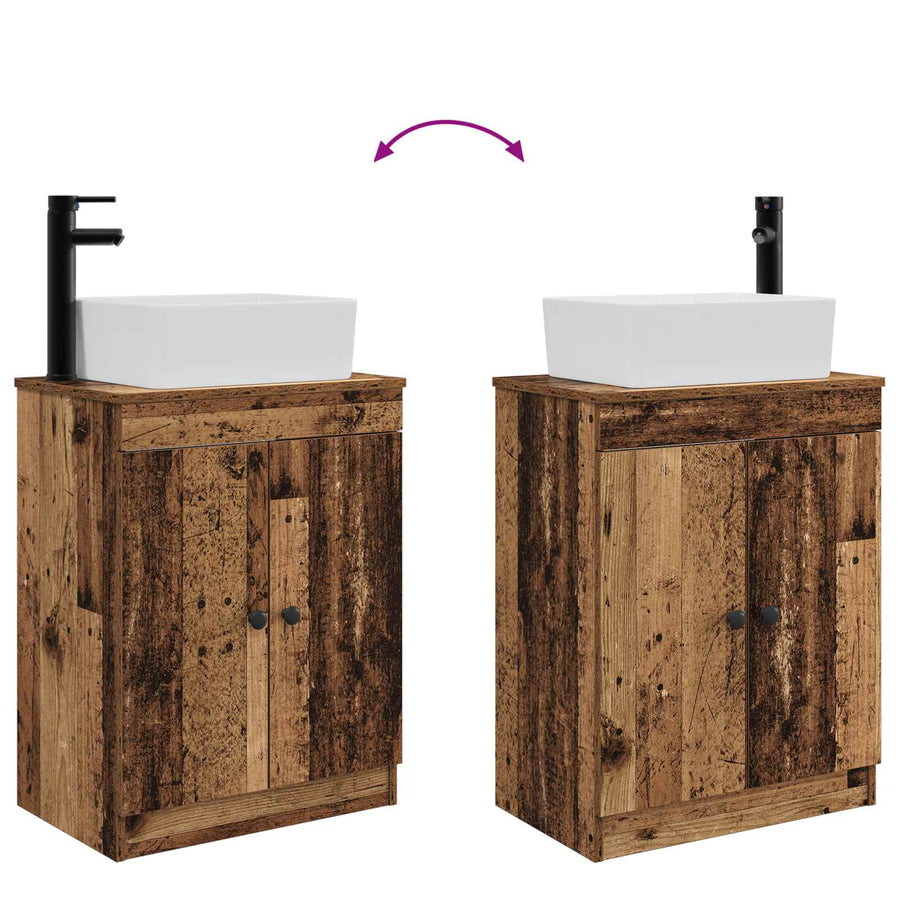 Badkamermeubel met Wasbak Oud hout 54 x 35 x 83 cm Bewerkt hout