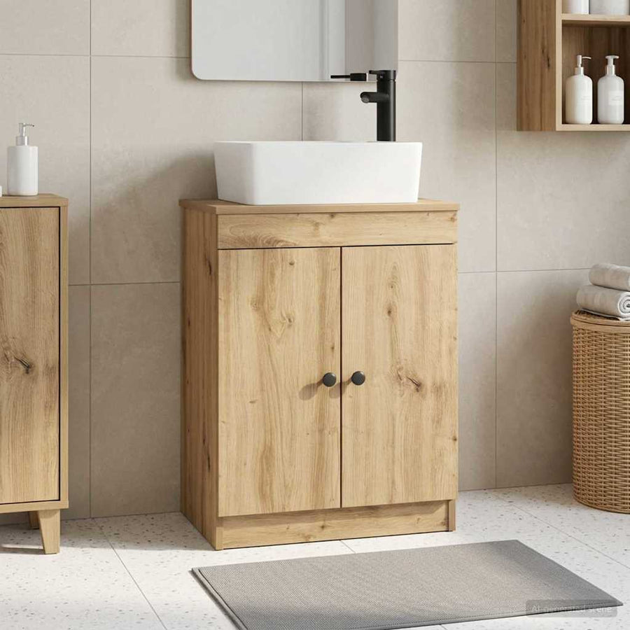 Badkamermeubel met Wasbak Artisanaal eiken 54 x 35 x 83 cm