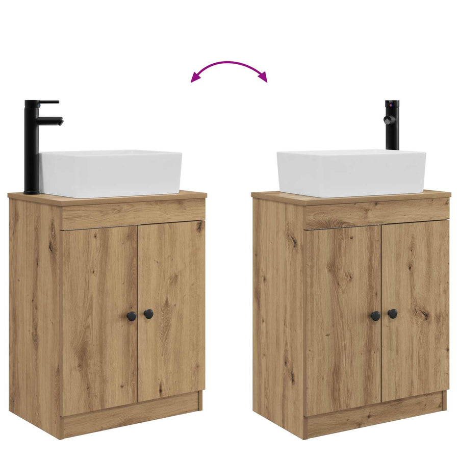 Badkamermeubel met Wasbak Artisanaal eiken 54 x 35 x 83 cm