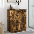 Badkamermeubel met wasbak 54x35x83 cm gerookt eiken