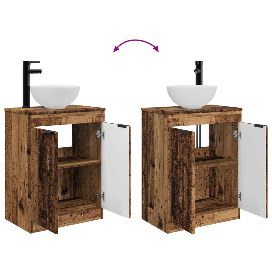 Badkamermeubel met Wasbak Oud hout 54 x 35 x 83 cm Bewerkt hout