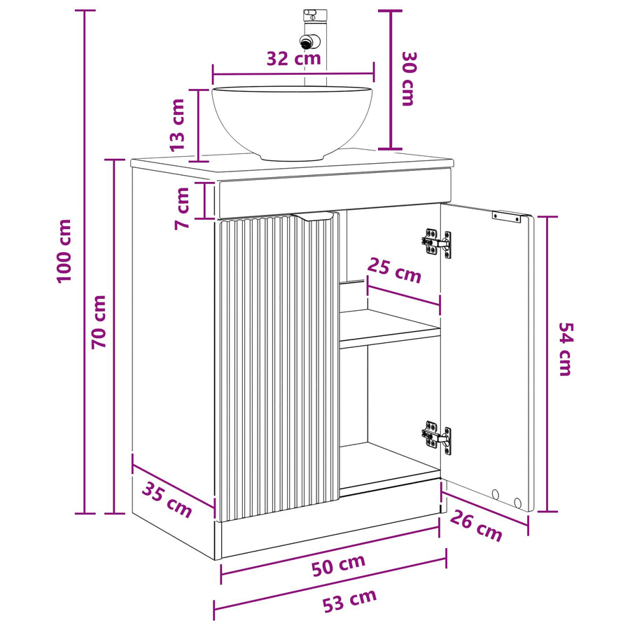 Badkamermeubel met Wasbak Oud hout 54 x 35 x 83 cm Bewerkt hout