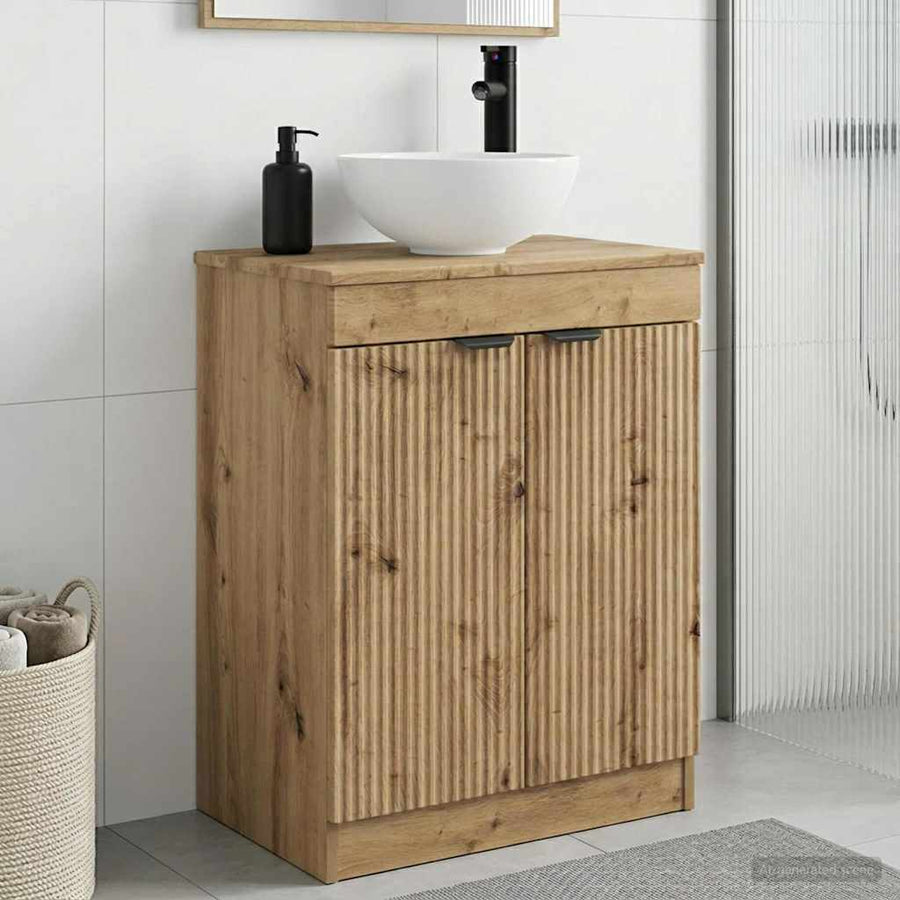 Badkamermeubel met Wasbak Artisanaal eiken 54 x 35 x 83 cm