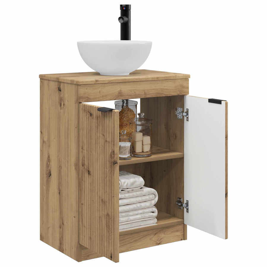 Badkamermeubel met Wasbak Artisanaal eiken 54 x 35 x 83 cm