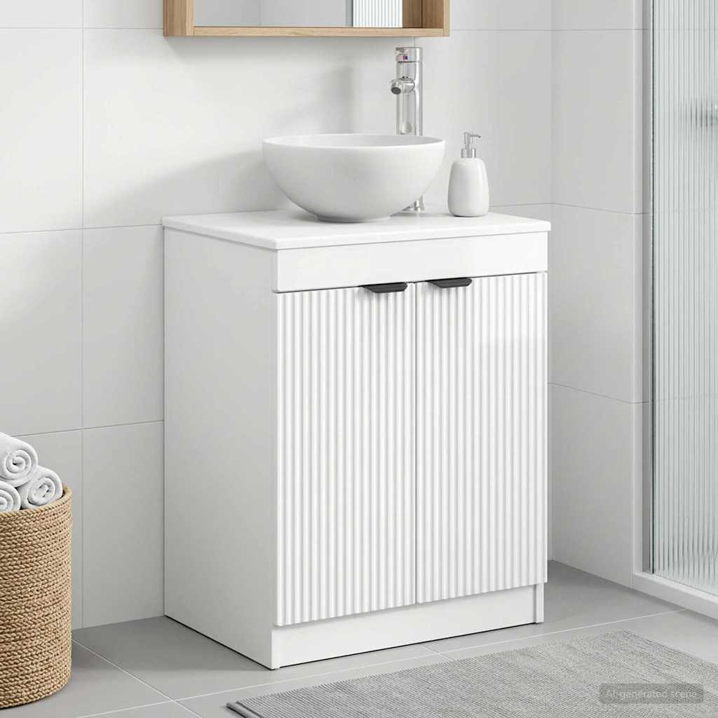 Badkamerkast Hoogglans Wit 54 x 41 x 70 cm Bewerkt hout