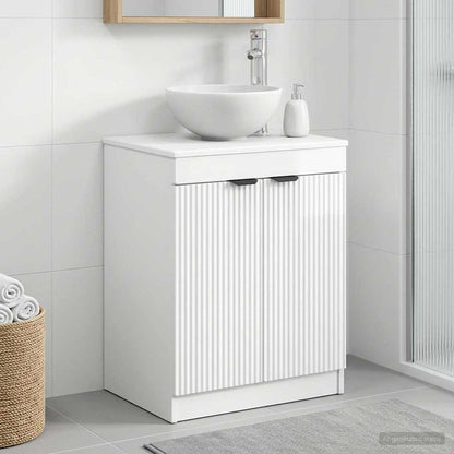 Badkamerkast Hoogglans Wit 54 x 41 x 70 cm Bewerkt hout