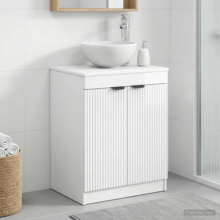 Badkamerkast Hoogglans Wit 54 x 41 x 70 cm Bewerkt hout