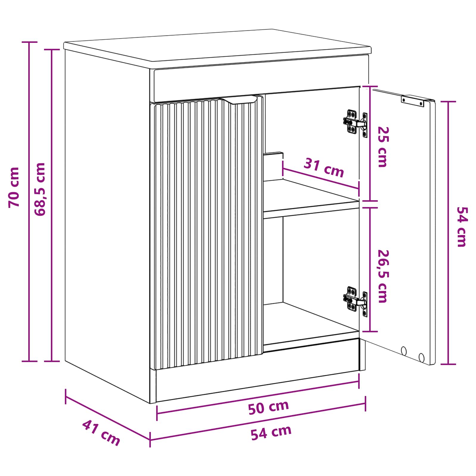 Badkamerkast Artisanaal eiken 54 x 41 x 70 cm Bewerkt hout